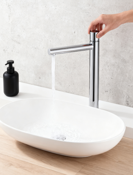 Tall Single Handle Basin Faucet with Built-in Aerator Sprayer – Modern Vessel Sink Mixer Tap for Residential & Commercial Bathroom Projects