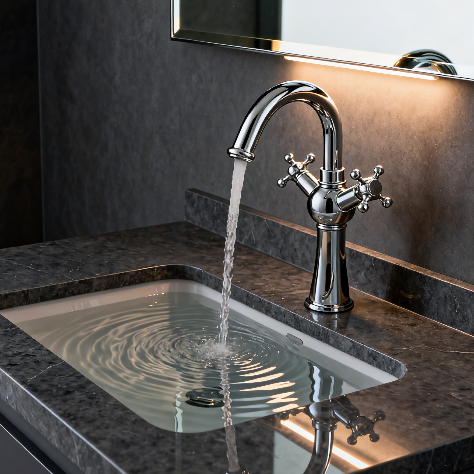 DF-11029-3 Classic Brass Basin Faucet – Dual Cross Handle Tall Mixer Tap