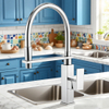 Modern Chrome Kitchen Faucet with Swivel Sprayer and Premium Brass Construction 