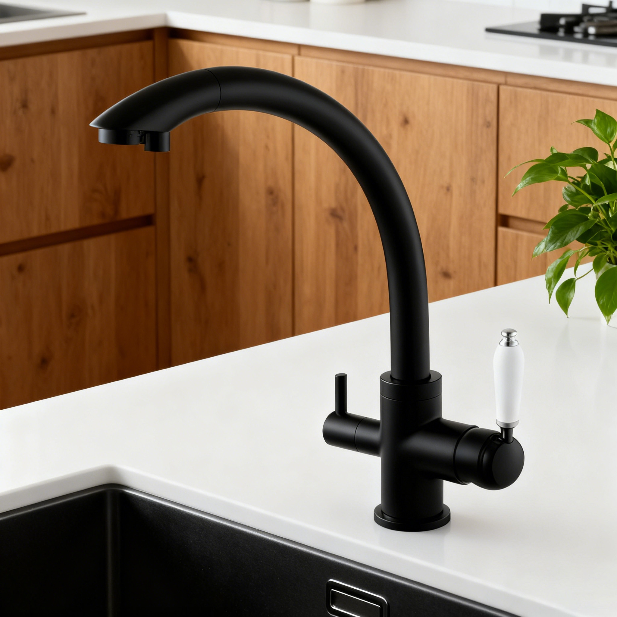 Brass Kitchen Faucet with Zinc Alloy Handle and Multiple Finish Options, Sprayer Functionality, Superior Quality