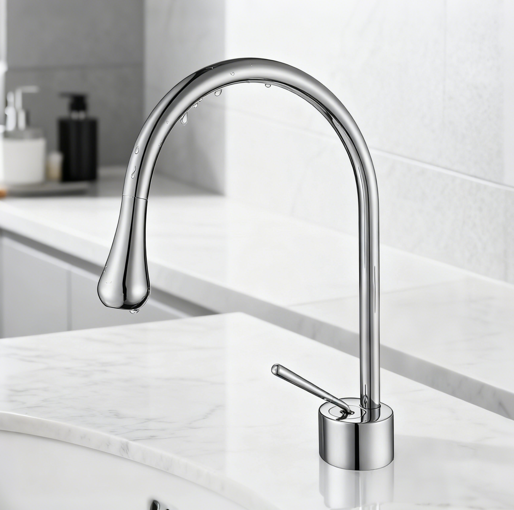 1401005 Solid Brass Basin Faucet Modern Chrome Bathroom Mixer Tap with Single Handle – G1/2” Inlet Sleek Gooseneck Design