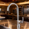 Modern Chrome Kitchen Faucet with High Arc Swive and Brass Body and Ceramic Cartridge by Global Supply
