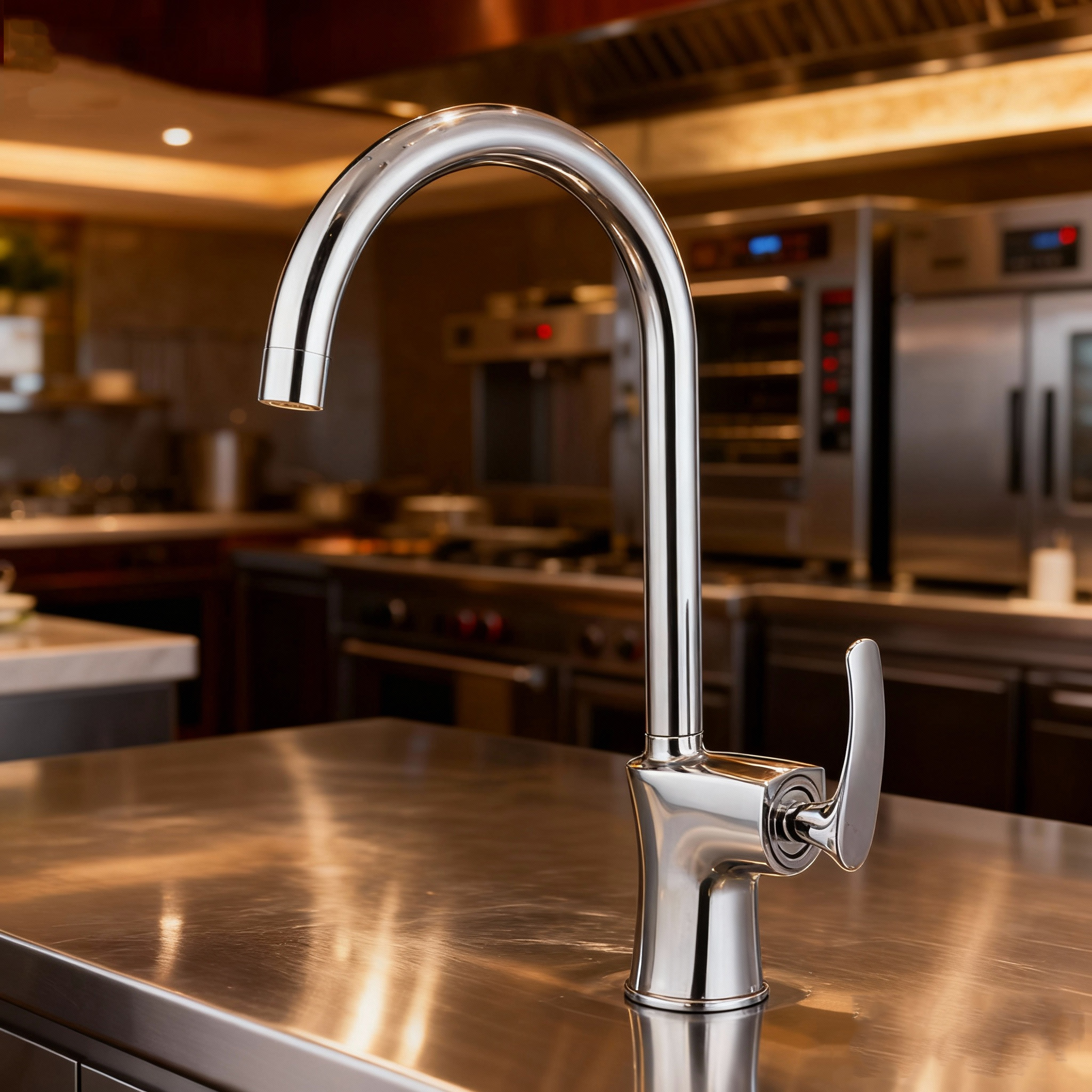 Modern Chrome Kitchen Faucet with High Arc Swive and Brass Body and Ceramic Cartridge by Global Supply