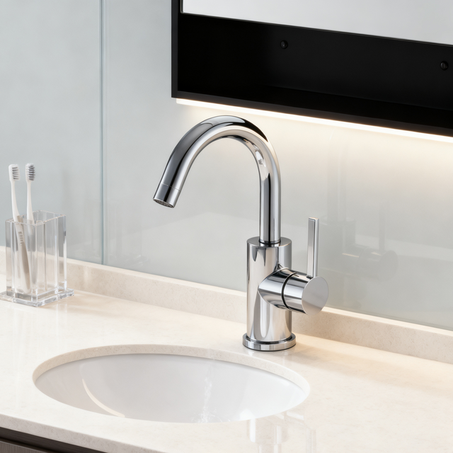 DF-03008S Modern Brass Basin Faucet – Brushed Nickel Finish | Single Handle Bathroom Mixer Tap