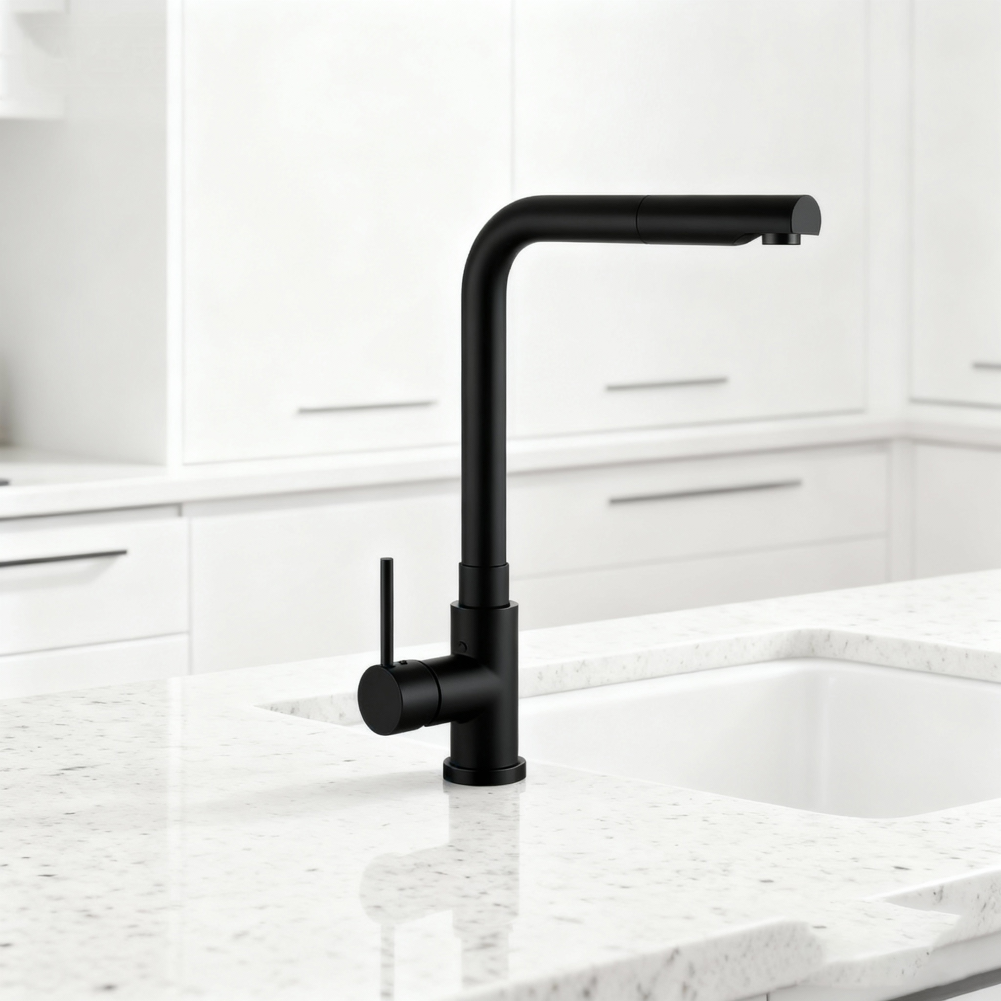 Modern Pull-Out Kitchen Faucet in Sleek Polished Chrome High-Arc Design with Sprayer