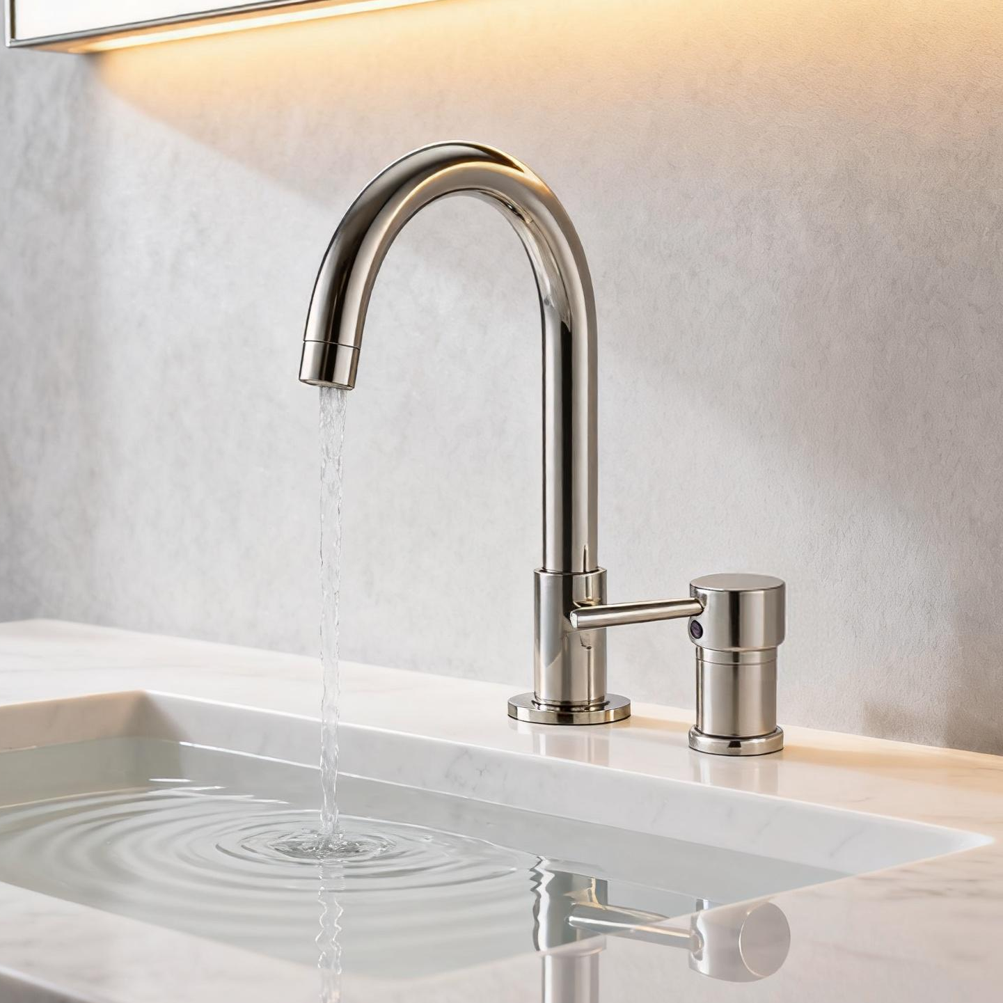 DF-05015 Brass Basin Faucet – Single Handle Mixer Tap with Curved Spout