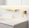 Brushed Gold Wall - Mounted Bathtub Faucet with Concealed Sprayer Function