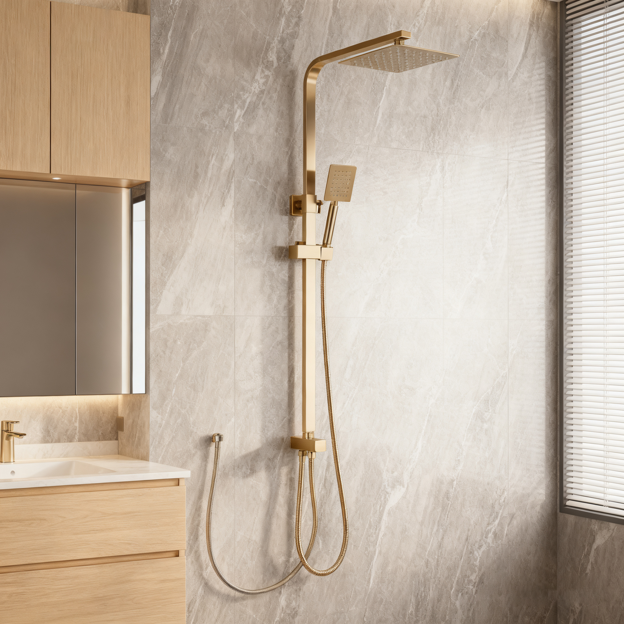 Square 304 Stainless Steel Single Cold Shower Set | Matte Black & Brushed Finishes