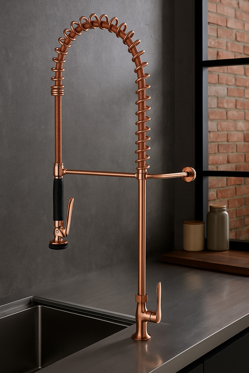 Commercial Pre-Rinse Kitchen Faucet with Pull Down Sprayer for Restaurant and Hotel Use