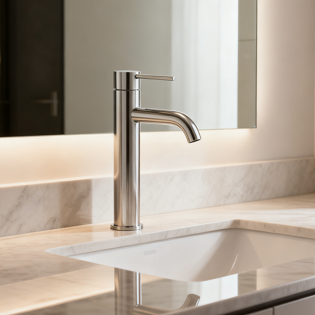 Brushed Nickel Tall Vessel Sink Faucet - Model LD-01101-2SS