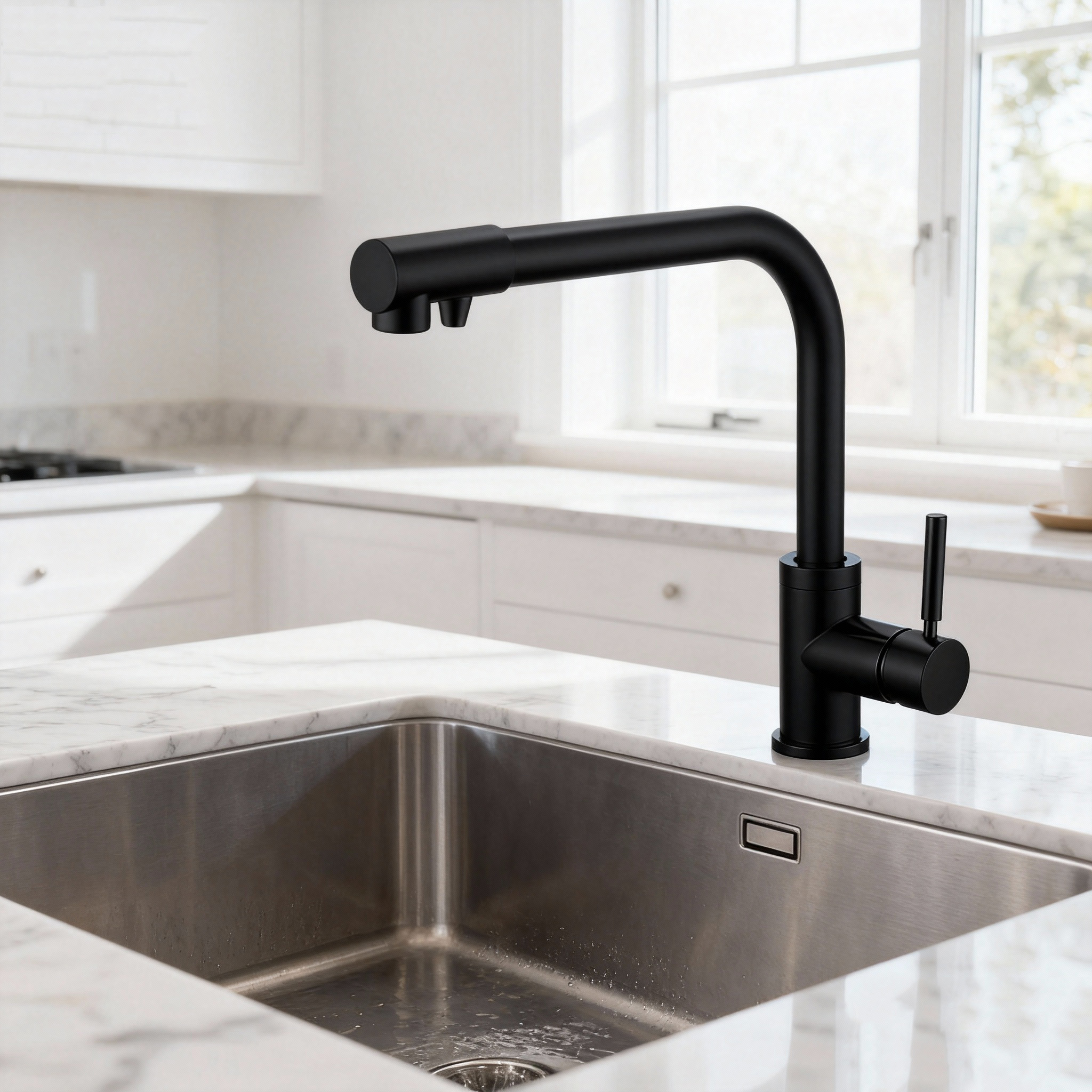 Brass Kitchen Faucet with Zinc-Alloy Handle and Dual-Function Sprayer for Drinking Water System Compatible with OEMODM Supply