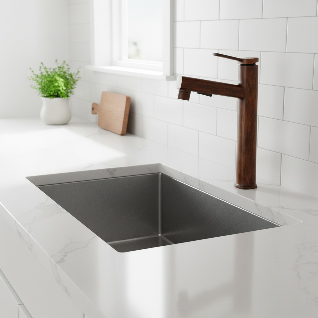 Matte Black Kitchen Faucet | Modern Single Handle Sink Mixer Tap with Sprayer for Residential and Commercial Use