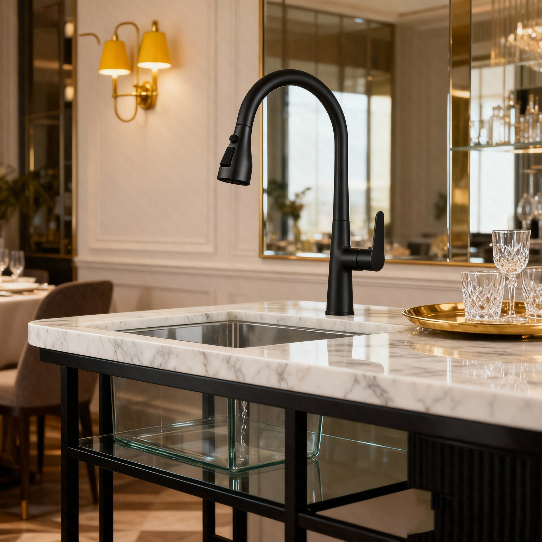 Chrome Pull Out Kitchen Mixer Faucet with Dual Spray Modes and Anti-Leak Ceramic Cartridge from China manufacturer 