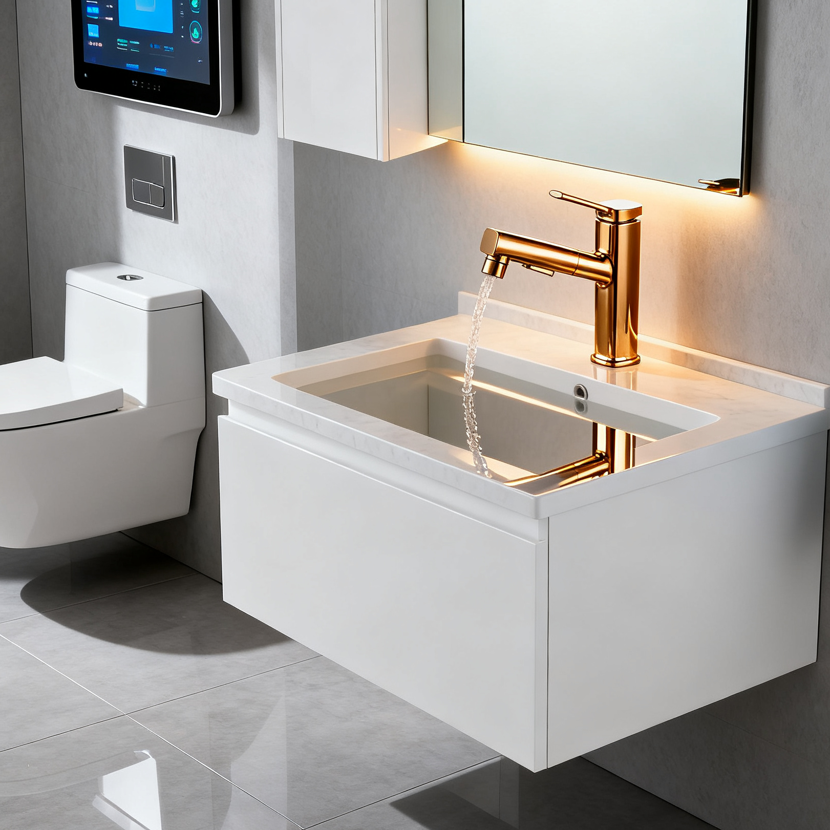 Polished Chrome Single Handle Tall Vessel Sink Bathroom Faucet with Pull-Out Sprayer Head Dual Function Aerated and Spray Modes and Corrosion-Resistant Copper Construction - Model 1401023