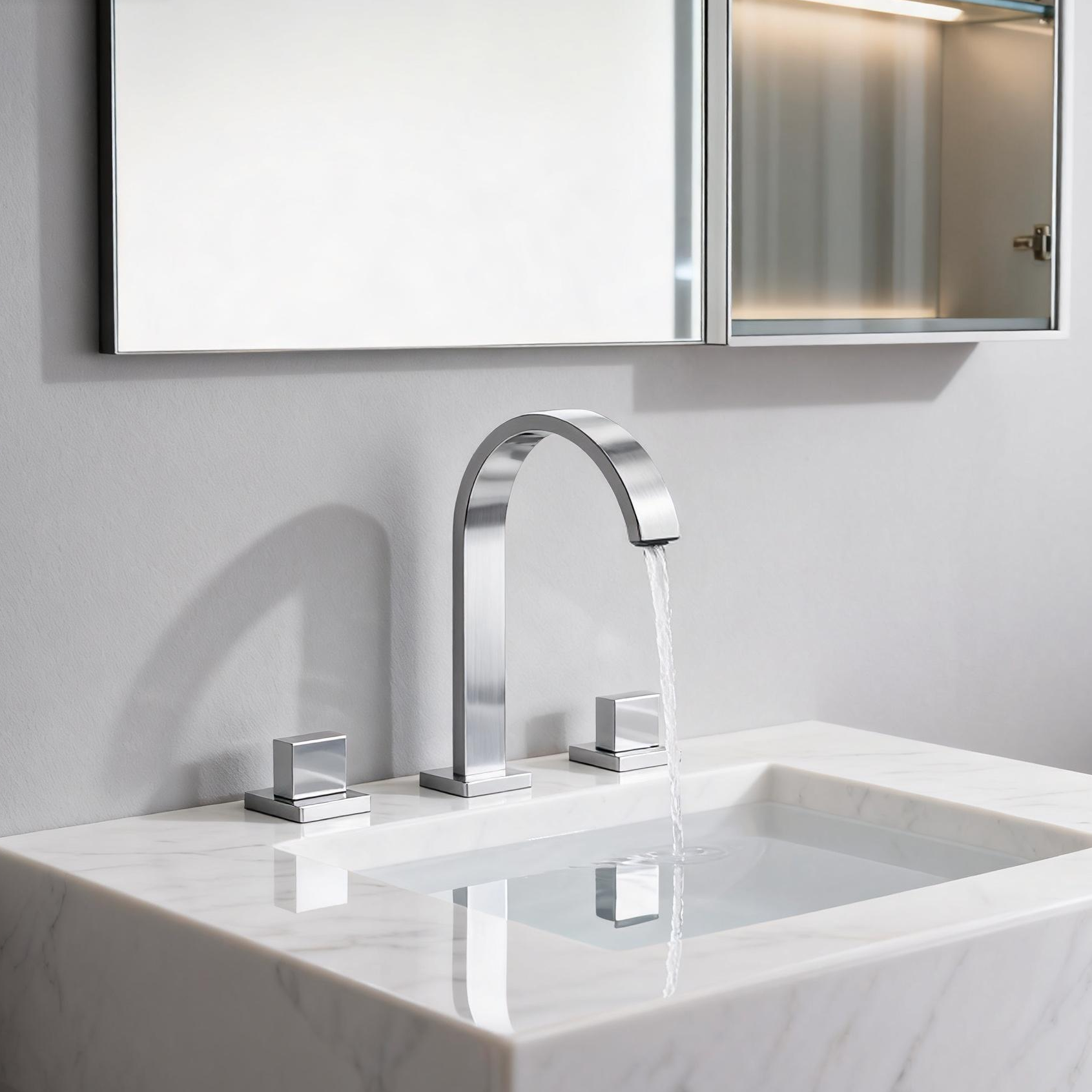 DF-05005-2 Three-Hole Brass Basin Faucet (Brushed Nickel) Architectural-Grade Basin Mixer for Residential And Commercial Bath Solutions