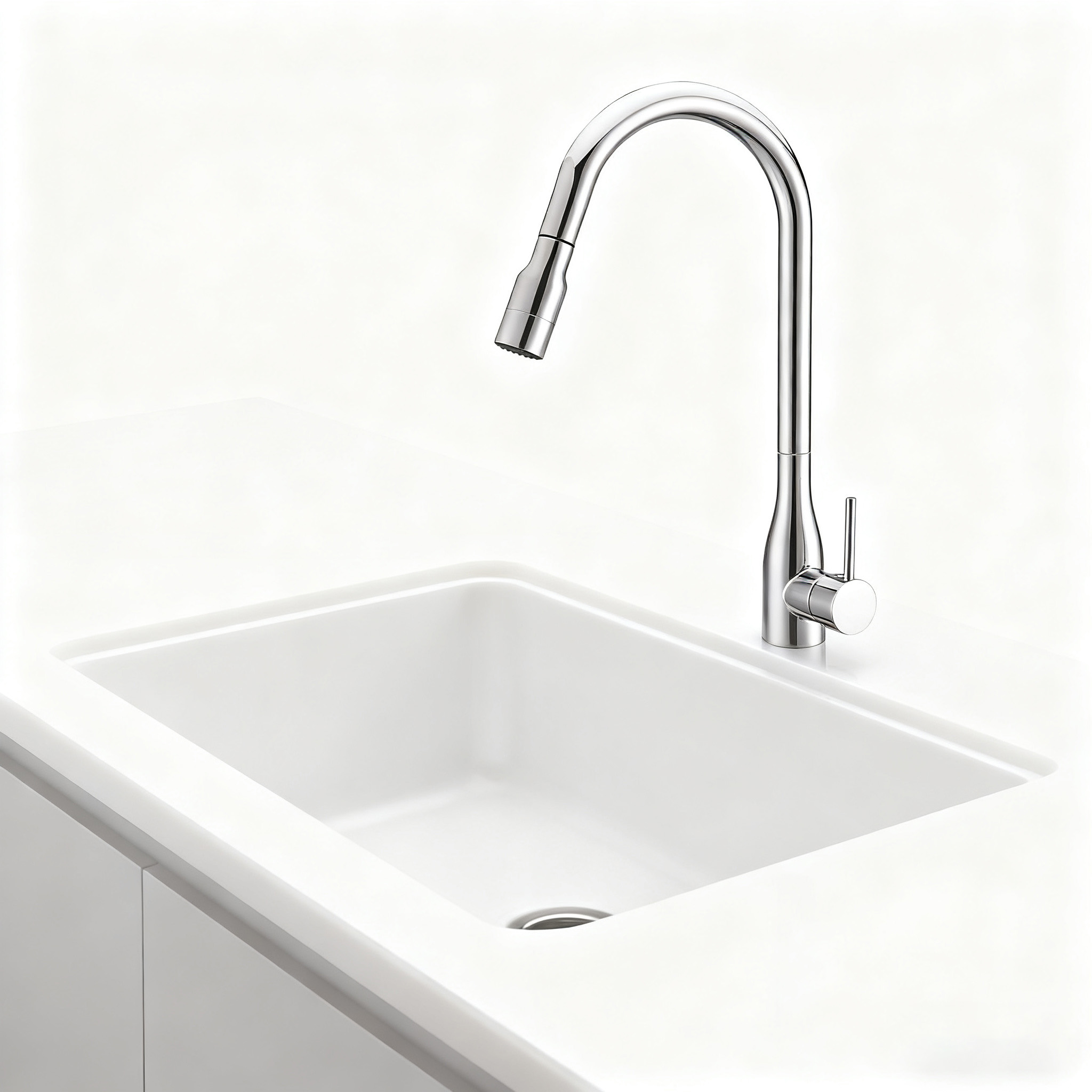 Premium High-Arc Pull-Down Kitchen Faucet with Sprayer and durable Chrome Finish for Modern Homes and Commercial Spaces