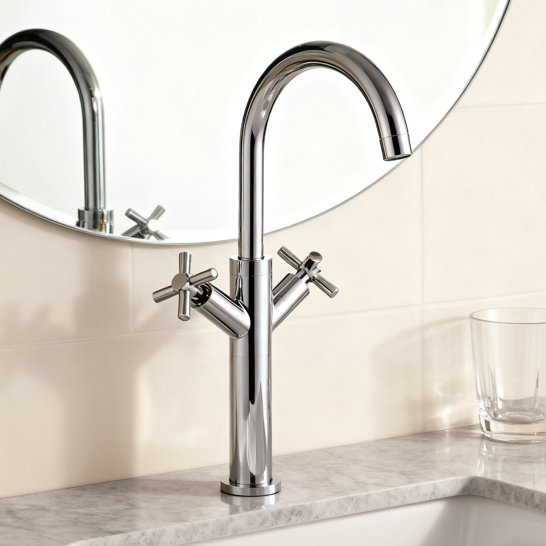 DF-03013H DR Brass Basin Faucet – Modern Single Handle Mixer with Water-Saving Sprayer Function