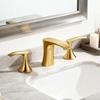 DF-05222-2 Brushed Gold 3-Hole Brass Basin Faucet – Luxury Modern Dual Handle Mixer Tap