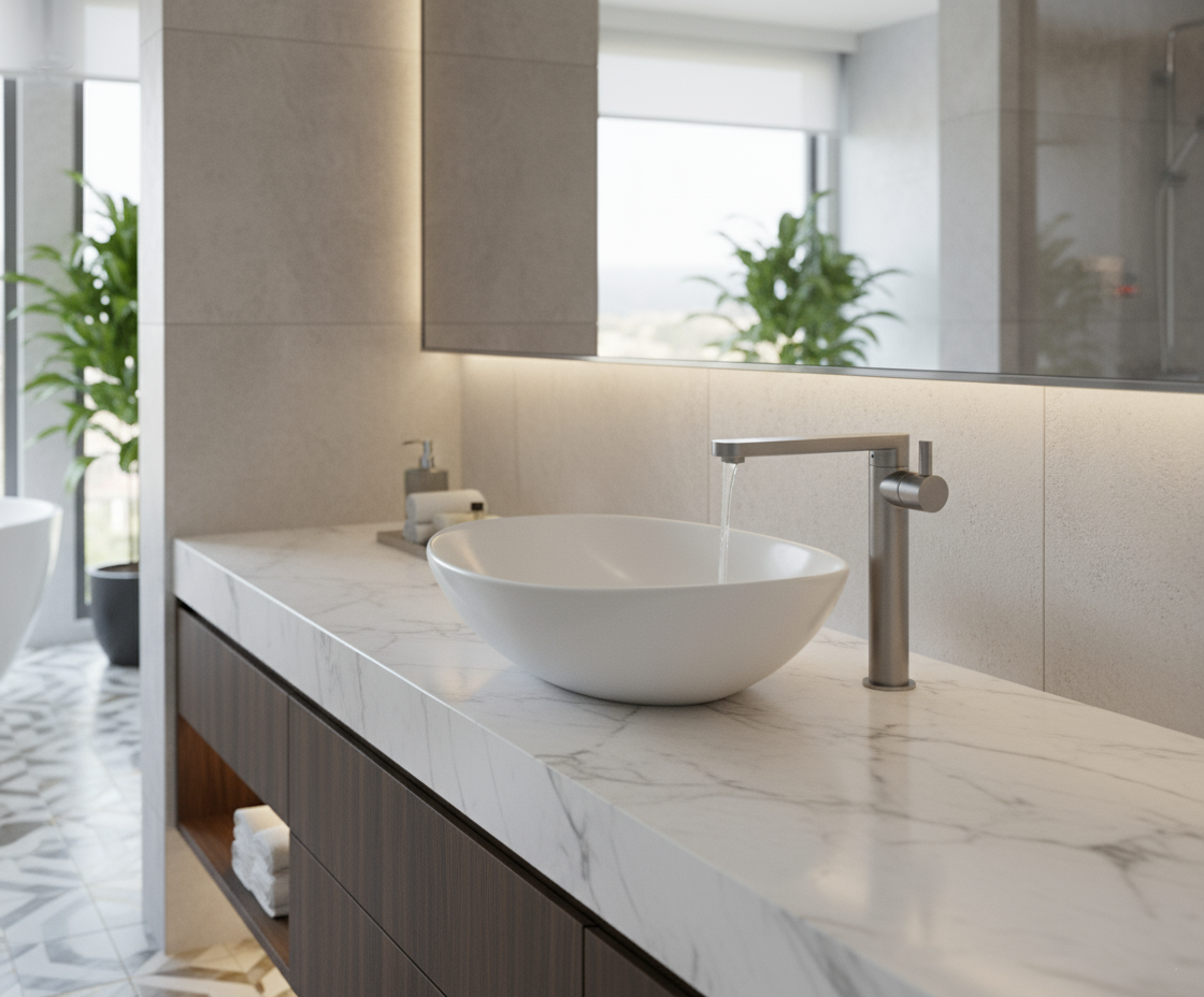 Brushed Rose Gold Tall Basin Faucet – 304 Stainless Steel | Vessel Sink Mixer