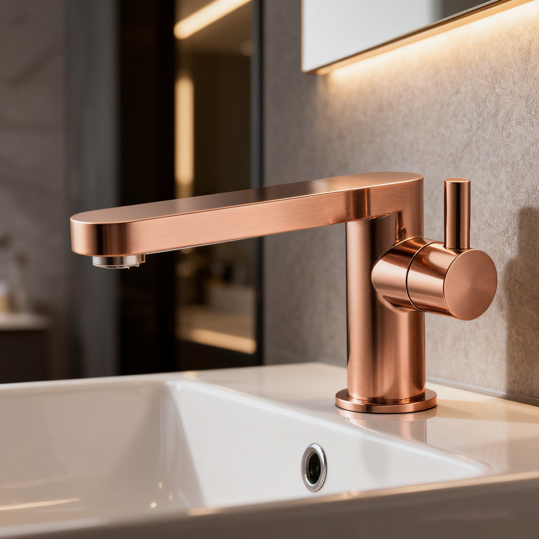 DF-3801 Brushed Gold Basin Faucet – 304 Stainless Steel | Single-Handle