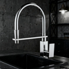 Modern Chrome Kitchen Faucet with Swivel Sprayer and Premium Brass Construction 