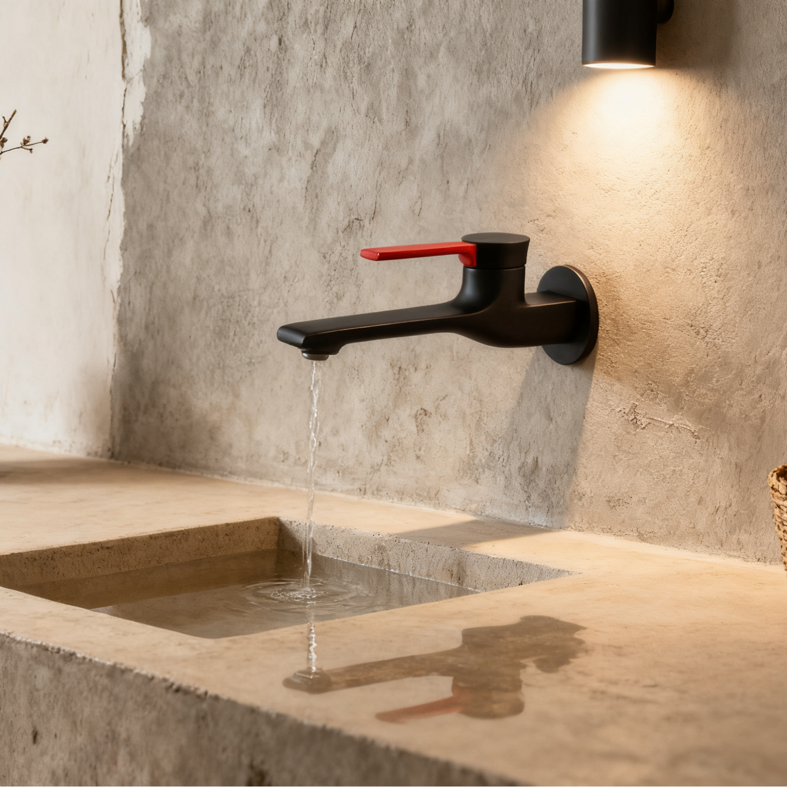 1401035 Rose Gold-Plated Brass Wall-Mounted Basin Faucet Minimalist Single-Handle Wall Mixer