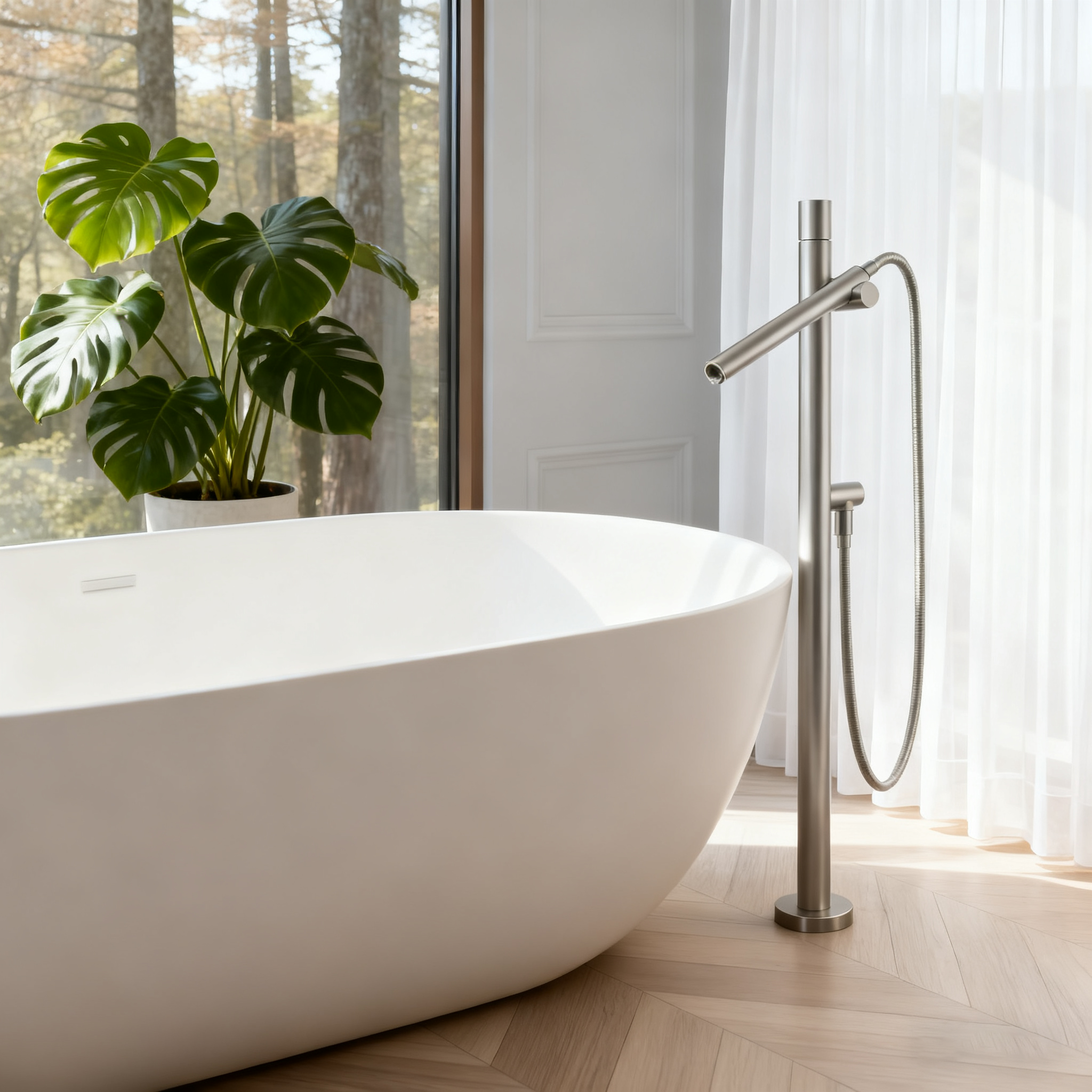 Modern Bathroom Brushed Nickel Faucet Dual-Install Flexibility