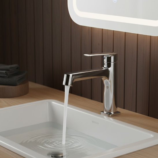 Polished Chrome Single Handle Tall Vessel Sink Bathroom Faucet with Lever Handle Aerated Spout and Corrosion-Resistant Finish for Modern Basin and Vanity Installations