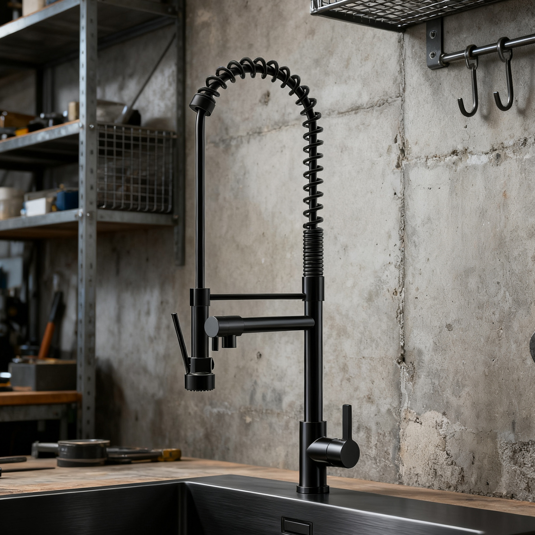 Commercial Pre-Rinse Kitchen Faucet | Pull Down Sprayer Industrial Sink Tap for Restaurant & Home Use