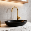 DF-03008 Premium Brass Basin Faucet – Brushed Gold Finish | Modern Single Handle Lavatory Tap with Smooth Water Flow