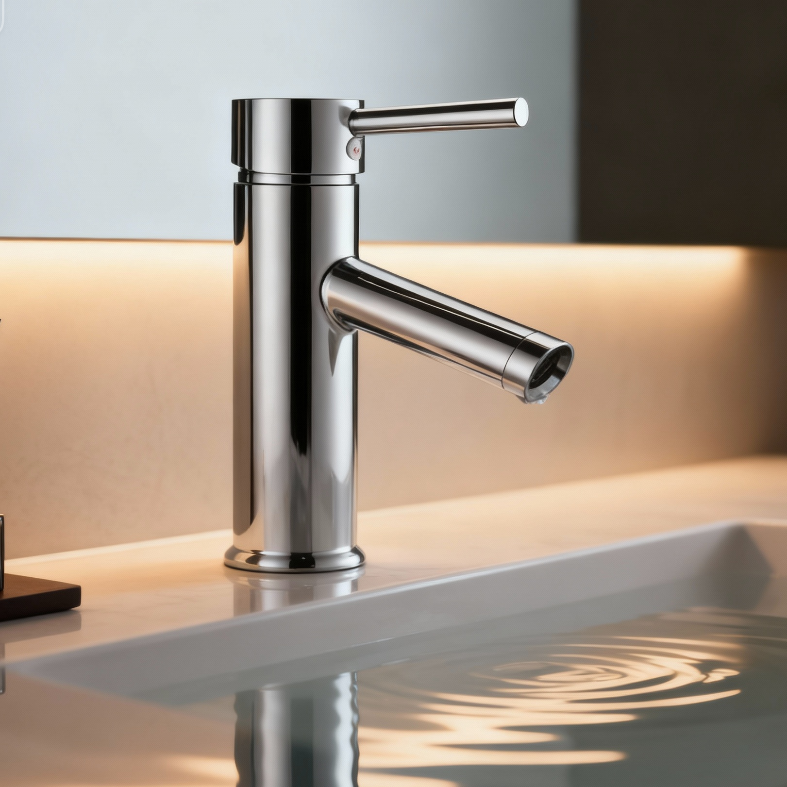 Single Handle Tall Vessel Sink Bathroom Faucet with Lever Handle Curved Aerated Spout Water-Efficient Flow and Corrosion-Resistant Copper Construction - Model DF-01201S