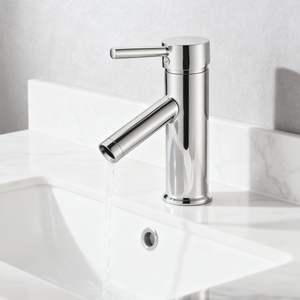 Single Handle Tall Vessel Sink Bathroom Faucet with Lever Handle Curved Aerated Spout Water-Efficient Flow and Corrosion-Resistant Copper Construction - Model DF-01201S