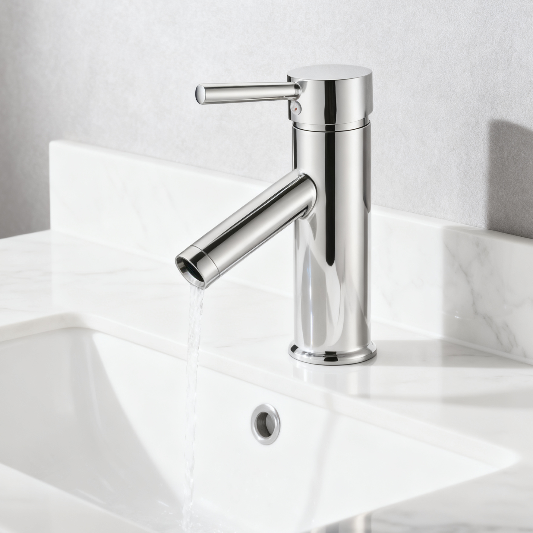 Single Handle Tall Vessel Sink Bathroom Faucet with Lever Handle Curved Aerated Spout Water-Efficient Flow and Corrosion-Resistant Copper Construction - Model DF-01201S