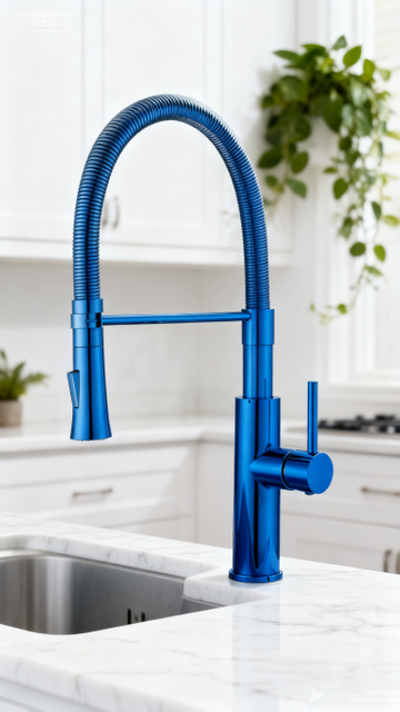 Chrome Pull Down Kitchen Faucet with Flexible Spring Hose, Commercial Style Single Lever Mixer Tap for Home and Restaurant