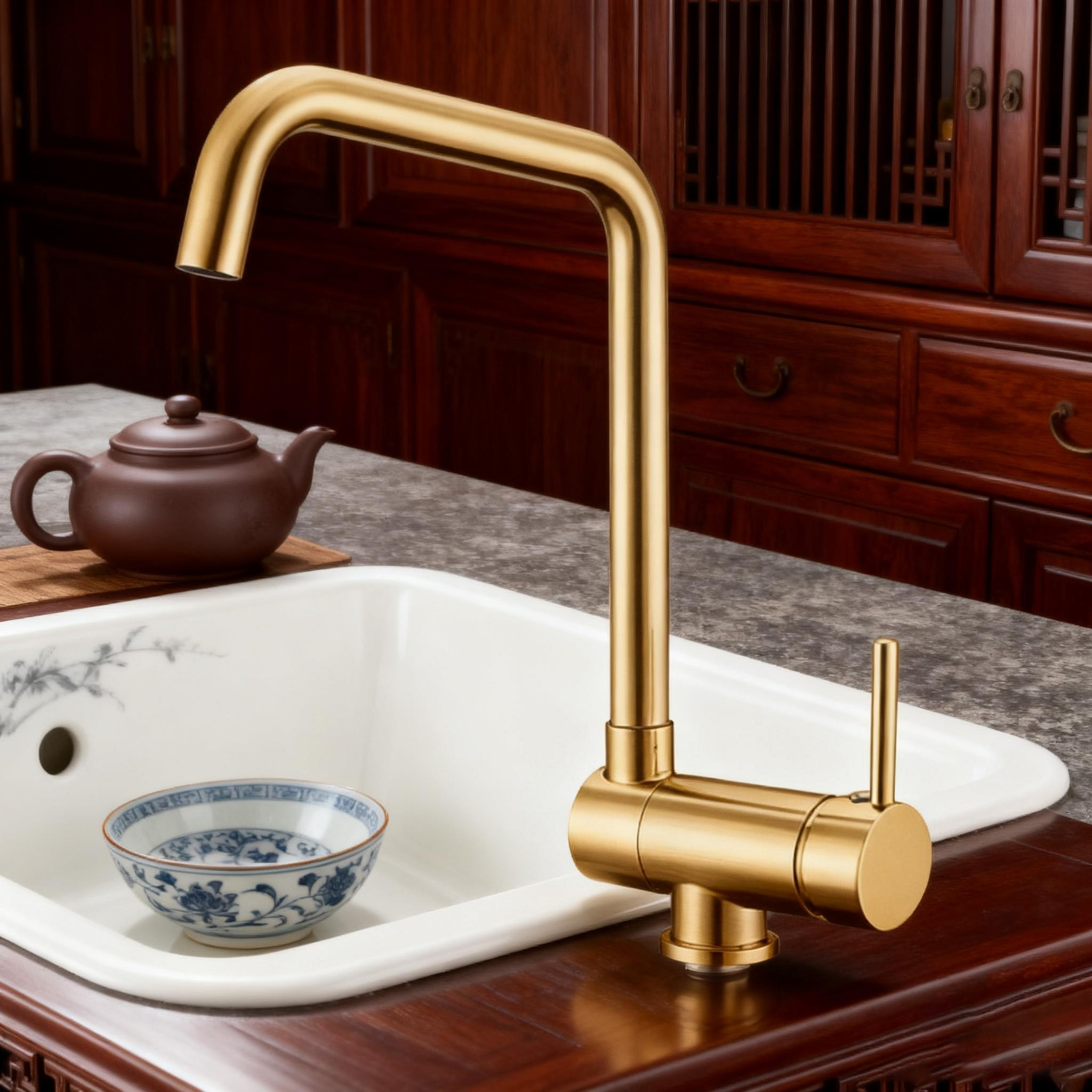 Modern Brass Kitchen Faucet in Chrome Finish Fixed Spout Mixer for Residential or Commercial Projects 