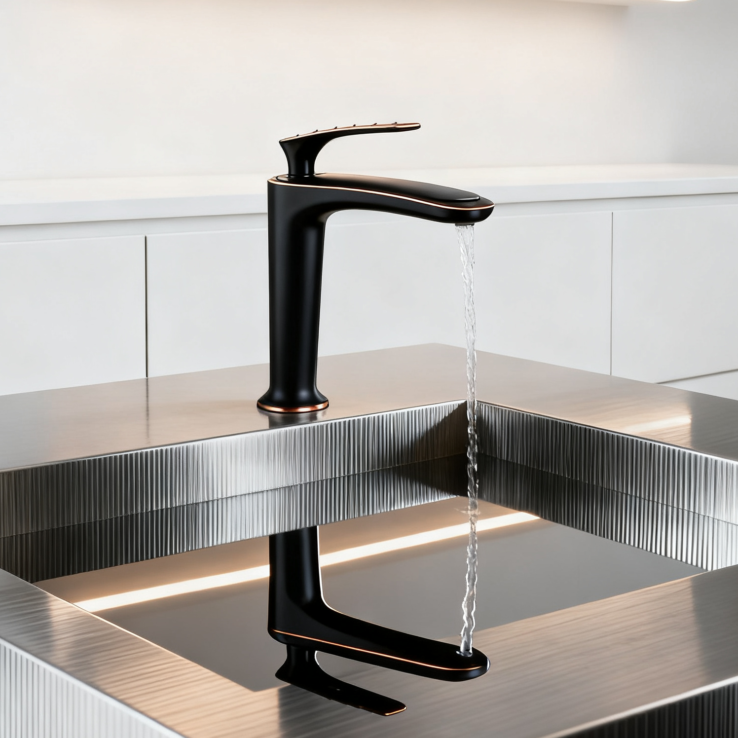 DF-01312 Matte Black Brass Basin Faucet – Single Handle Tall Mixer Tap