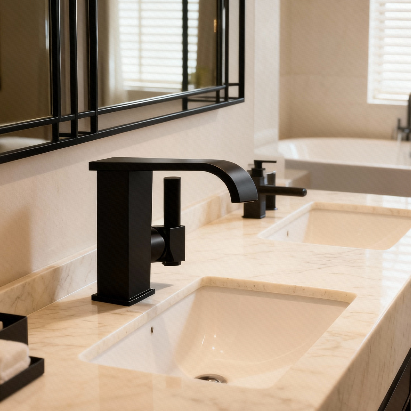 DF-02015B DR Brass Basin Faucet – Square Design Single Handle Bathroom Mixer Tap