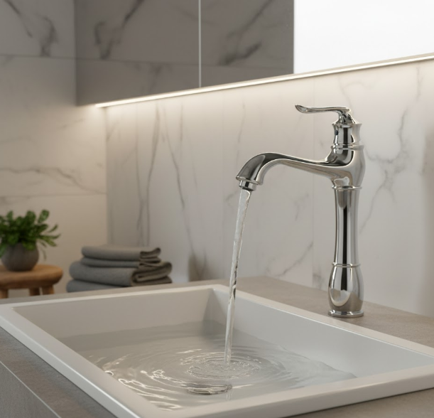 Classic Tall Chrome Brass Basin Faucet with Single Handle Mixer and Water-Saving Aerator Elegant Bathroom Vanity Tap for Hotel And Residential Projects