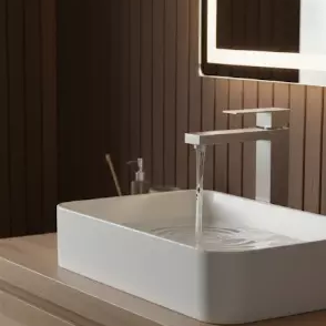 Brushed Nickel Single Handle Tall Vessel Sink Bathroom Faucet with Lever Handle Aerated Spout and Corrosion-Resistant Finish for Modern Basin and Vanity Installations