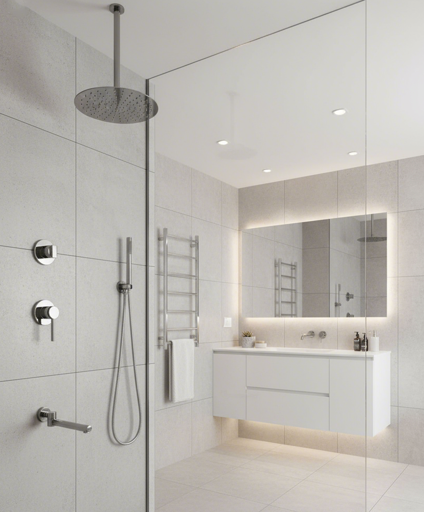 Concealed Shower System – Matte Black, 3-Function Mixer, Ceiling Rain Shower & Hand Shower