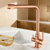 Stainless Steel Kitchen Faucet with Dual-Handle Design and 360° Swivel Spout for Residential or Commercial Kitchens
