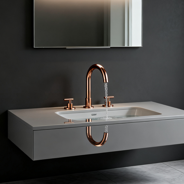 DF-05035-3 Three-Hole Brass Basin Faucet (Rose Gold Finish)Premium 3-Piece Basin Mixer Contemporary Luxury Global Project-Ready Model
