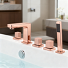 Five-Piece Deck-Mounted Bathtub Faucet Set | Brass Body | Independent Diverter | Hand Shower