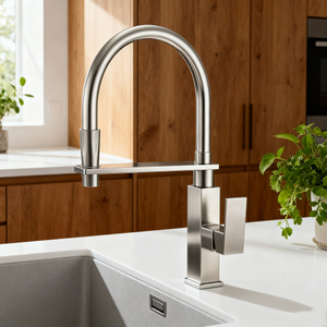 Modern Chrome Kitchen Faucet with Swivel Sprayer and Premium Brass Construction 