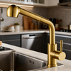 Stainless Steel Kitchen Faucet with Dual-Function Sprayer and Lead-Free Construction for Project Supply