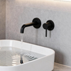 DF-05201-3 Wall-Mounted Brass Basin Faucet (Matte Black) Minimalist Round-Plate Design Architectural Contemporary Series