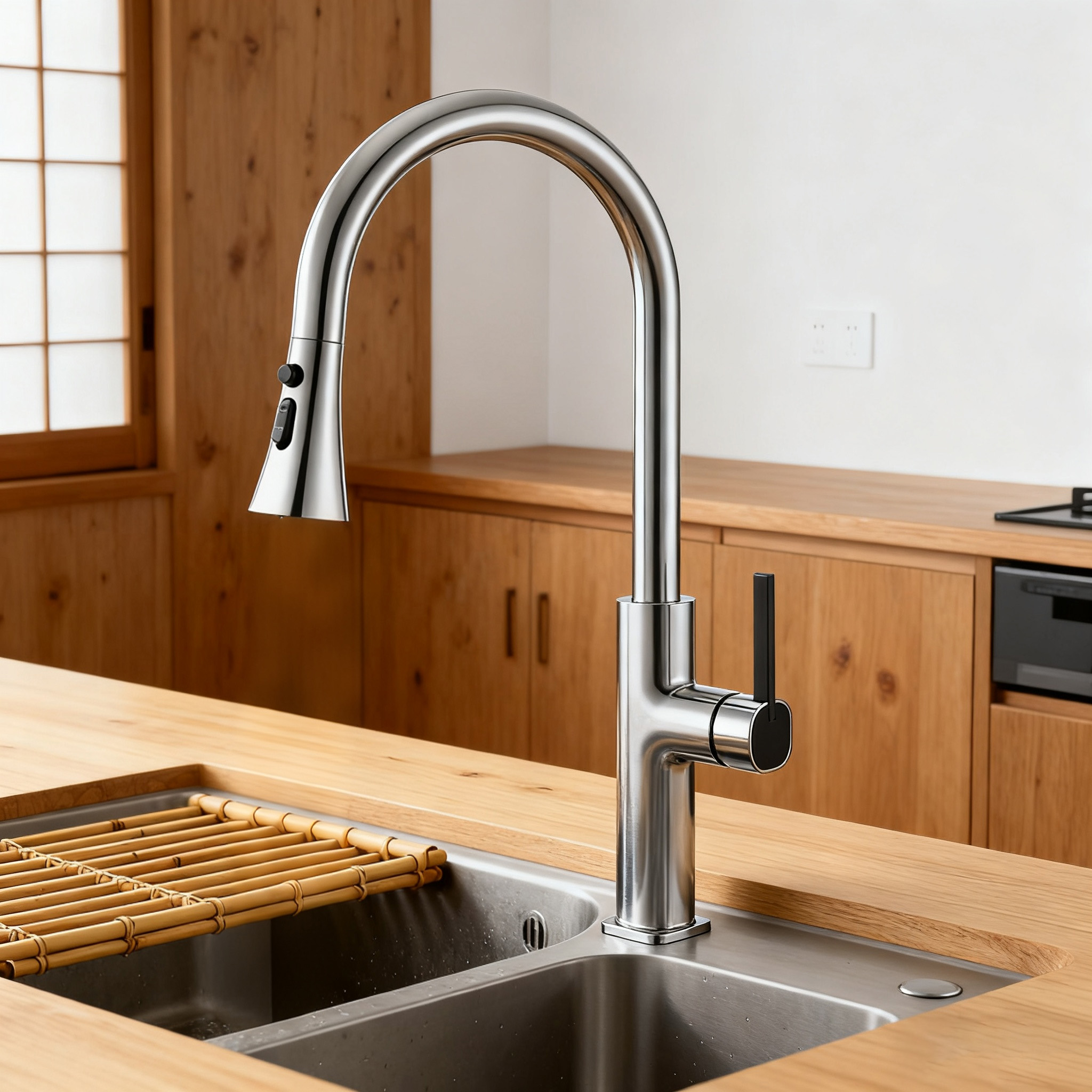 Zinc-Alloy Kitchen Faucet with 3-Function Pull-Down Sprayer and 35mm Cartridge for Residential & Commercial Kitchens