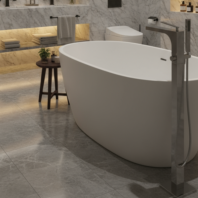 Matte Black High-Flow Square Freestanding Bathtub Faucet | Landonbath OEM