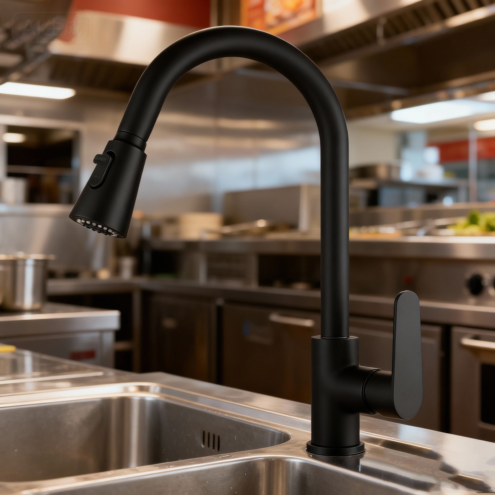 Chrome Pull-Down Kitchen Faucet in Modern Design with Dual-Mode Sprayer and Brass Made