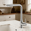 Modern Pull-Out Kitchen Faucet in Sleek Polished Chrome High-Arc Design with Sprayer